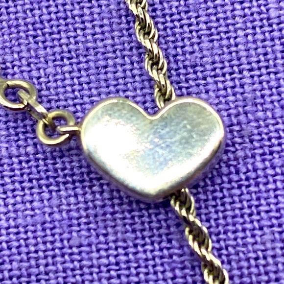 Vintage sterling silver adjustable heart necklace slides up to 24 inches long 🌷 - Picture 2 of 10